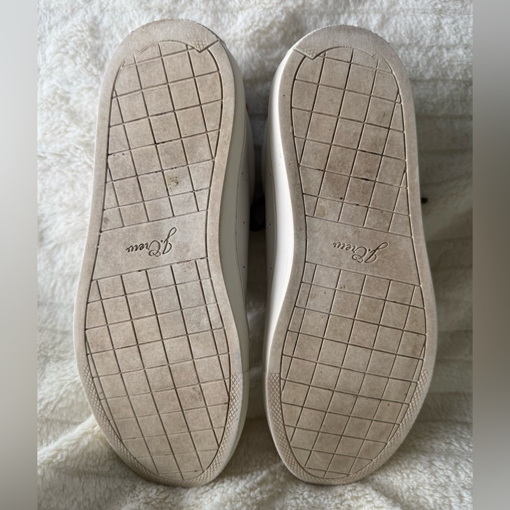 Women’s J Crew White Leather Sneakers w/ Leopard Accent “Saturday Sneakers” Sz 7 - Picture 6 of 7